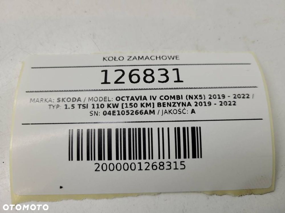KOŁO ZAMACHOWE DWUMASOWE DWUMAS 1.5 TSI SKODA OCTAVIA IV 04E105266AM - 8