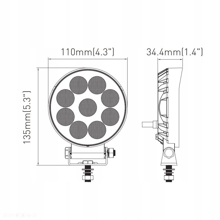 lampa robocza led 9xled okrągła plus do pojazdów i maszyn - 7