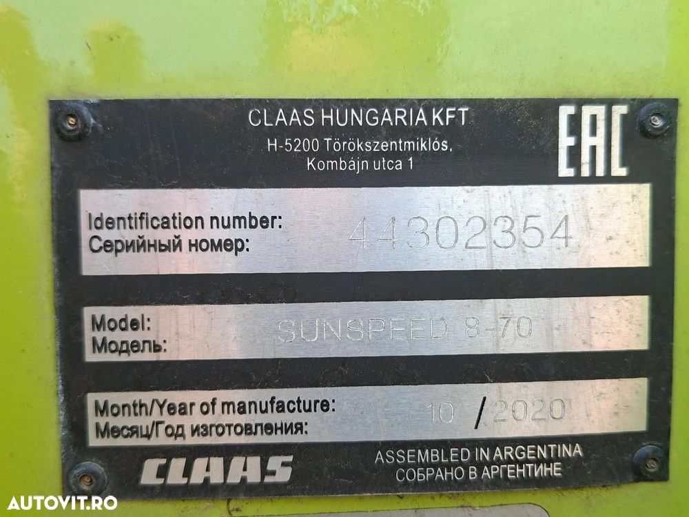 Claas SUNSPEED 8-70 CULEGATOR FLOAREA SOARELUI - 13