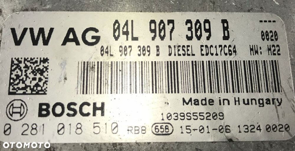 VW GOLF VII 1.6 KOMPUTER STEROWNIK 04L907309B 15R - 2