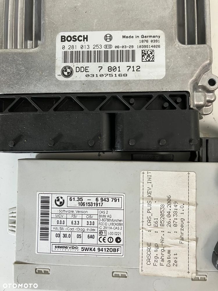 Zestaw startowy komputer sterownik silnika M57N 3.0d 231KM MANUAL X-DRIVE BMW E60 E61 CAS kluczyki START STOP 7801712 0281013253 6943791 - 2