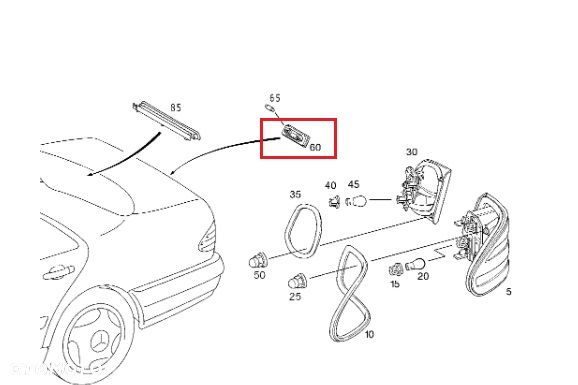 MERCEDES W202 W210 Lampka oswietlenie tablicy rejestracyjnej ORYGINAL - 2
