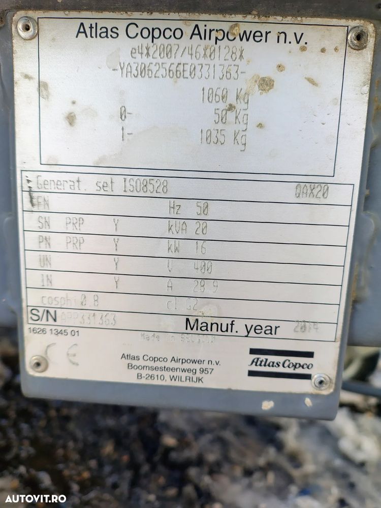 Atlas Copco QAX20 GENERATOR 20KVA - 12