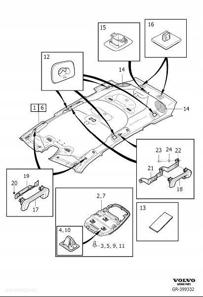VOLVO XC90 V90 II mocowanie siatki w podsufitce OE 31463749 31672281 - 6