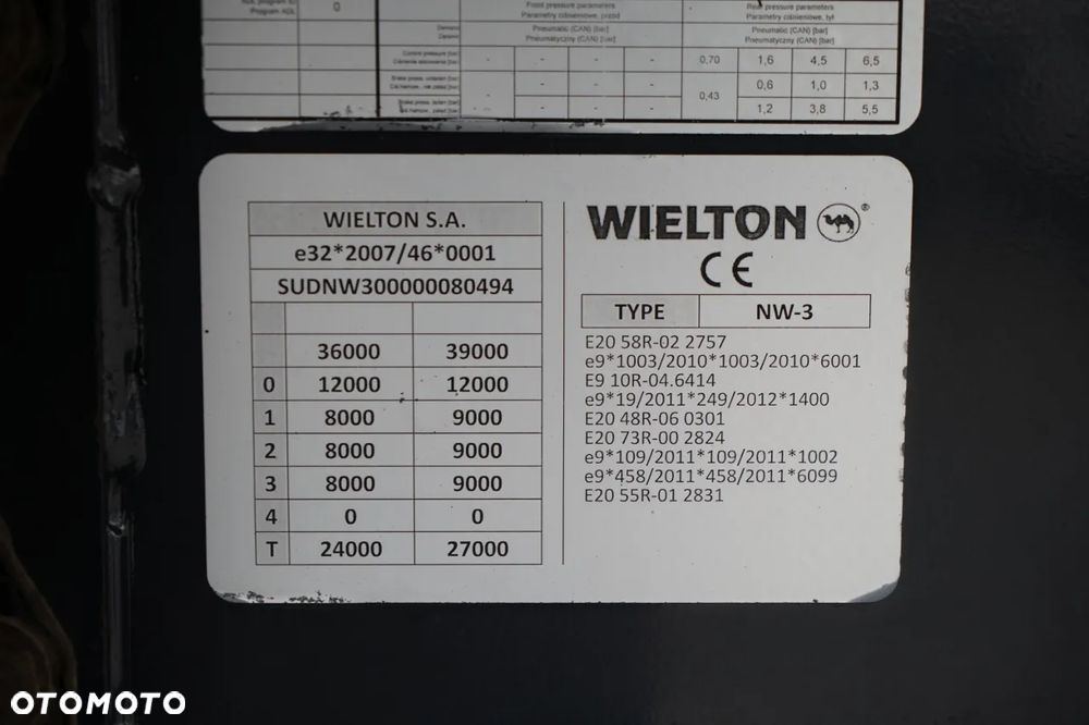 Wielton / WYWROTKA / 41 M3 / ALUMINIOWA / 2x  OŚ PODNOSZONA / OSIE SAF / ALUFELGI - 20
