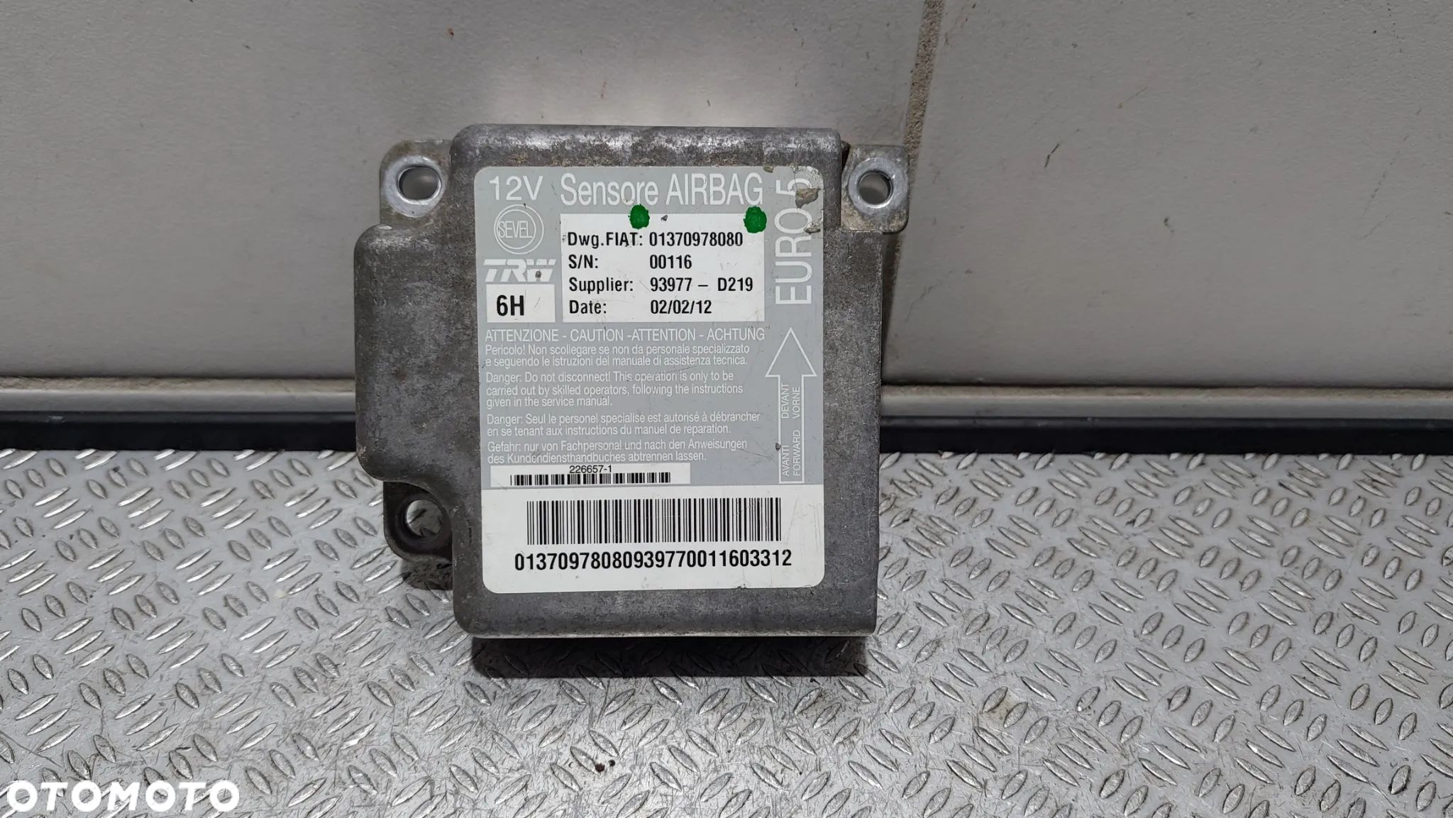 MODUŁ PODUSZKI POWIETRZNEJ SENSOR FIAT DUCATO NR 01370978080 - 1