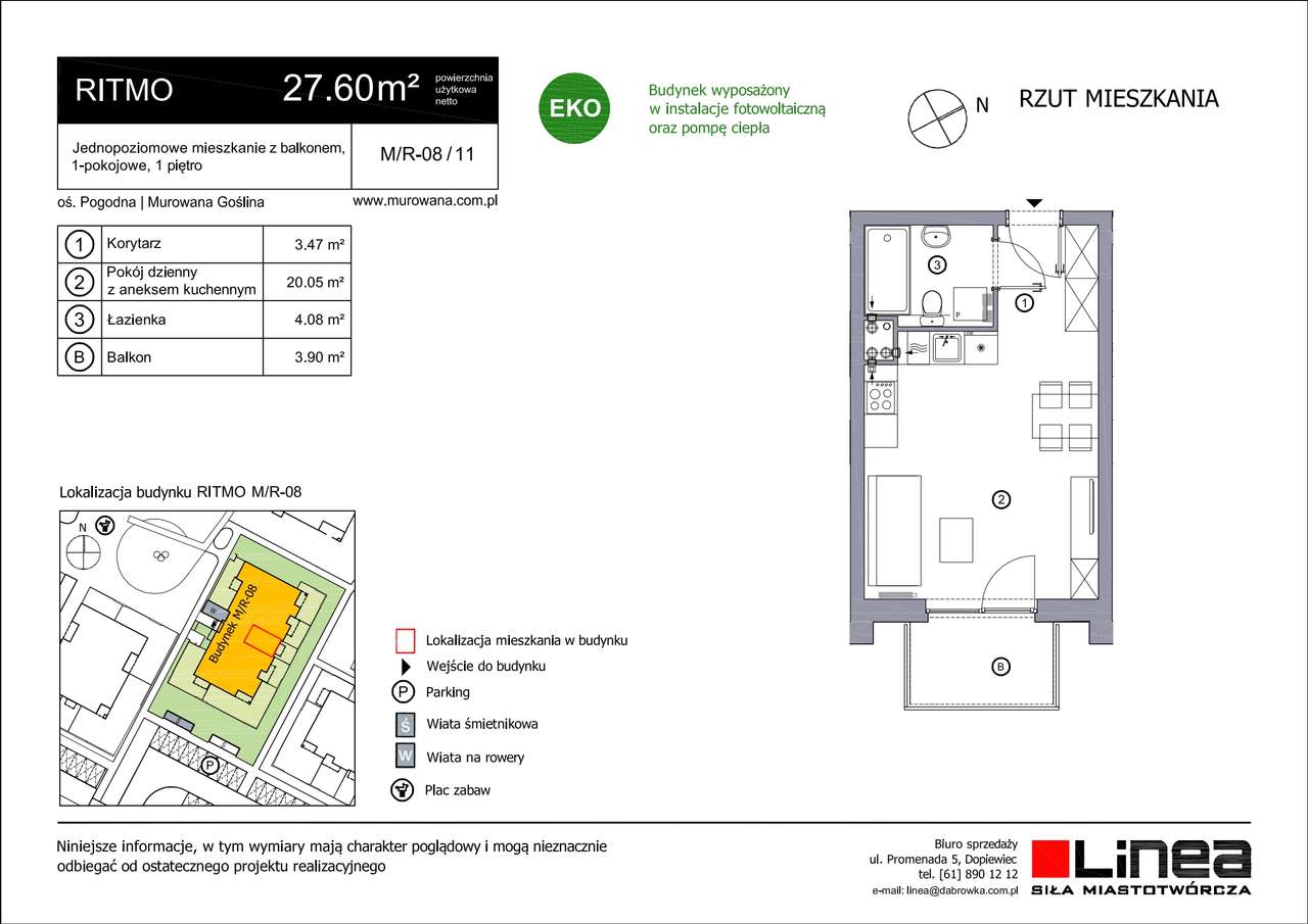 1-pokojowe mieszkanie 27m2 + balkon - Pełny obrazek: 2/6
