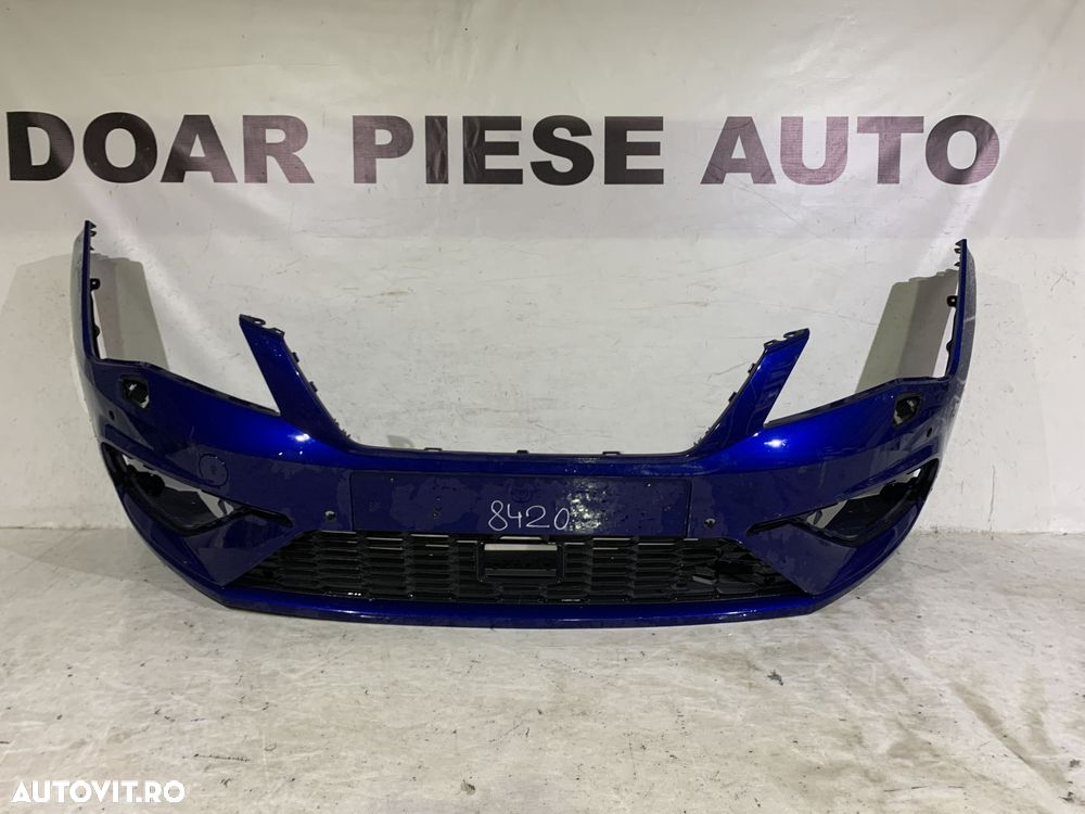 Bara fata Seat Leon 3, facelift, 2016, 2017, 2018, 2019, cod origine OE 5F0807221AB, cu gauri pentru spalatori faruri si senzori de parcare (4). Grila este defecta. - 1