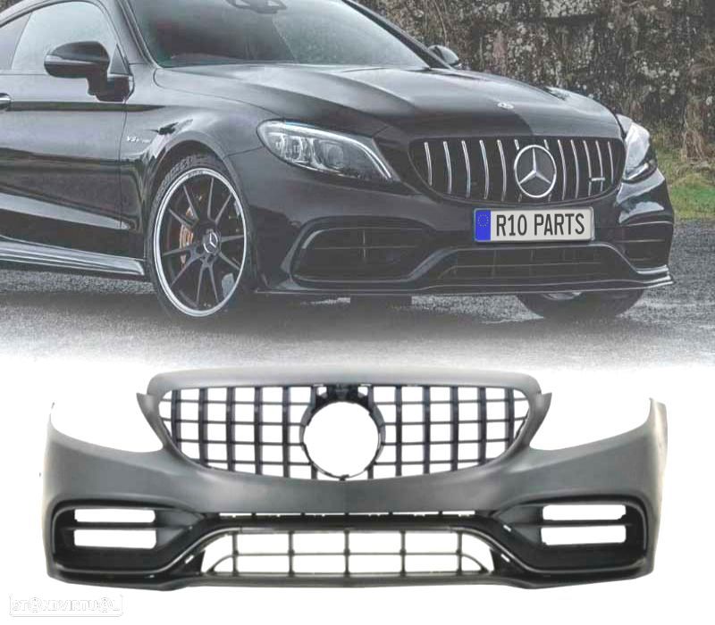 PARA-CHOQUES FRONTAL MERCEDES W205 SW 14-18 LOOK C63 NEW PRETO - 1