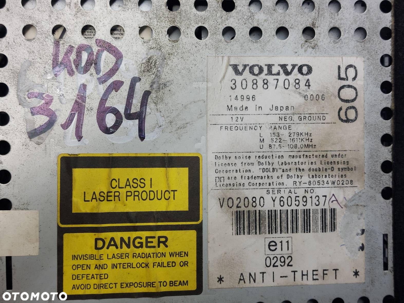 RADIO ODTWARZACZ + KOD VOLVO S40 V40 I 30887084 - 4