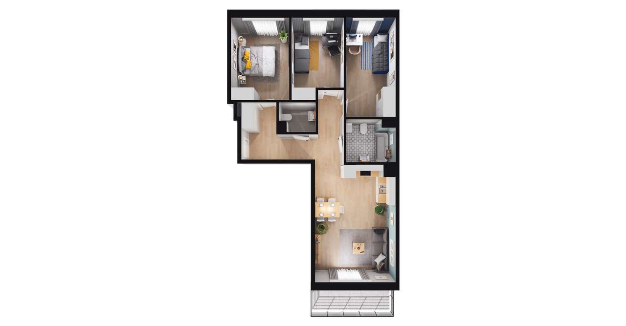 4-pokojowe mieszkanie 72m2 + balkon Bezpośrednio - Pełny obrazek: 2/13