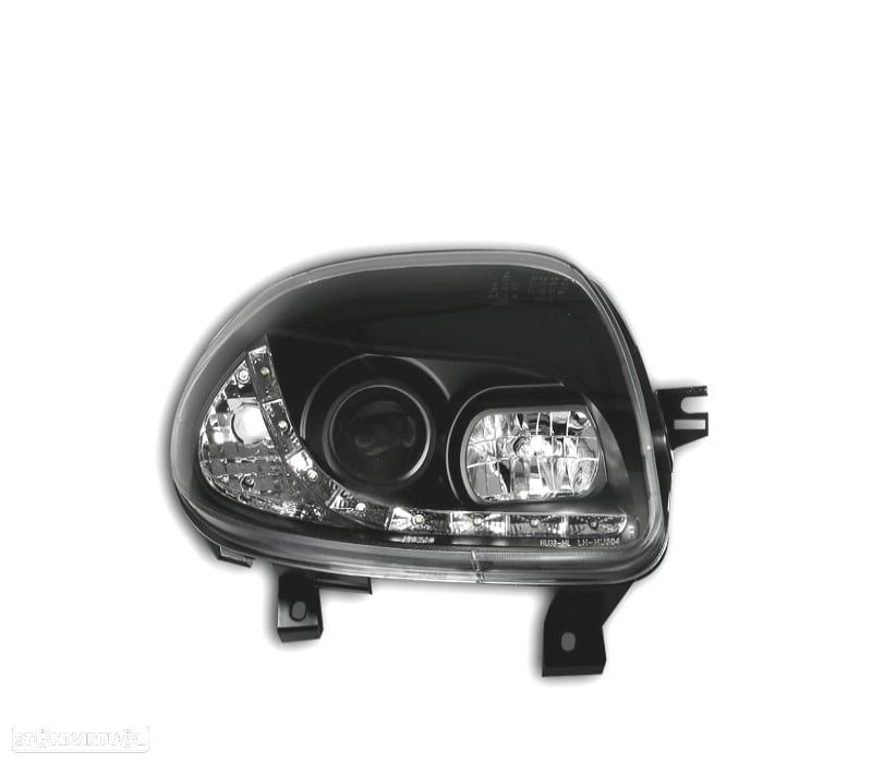 FARÓIS LED LUZ DIURNA PARA RENAULT CLIO 2. FUNDO PRETO - 3
