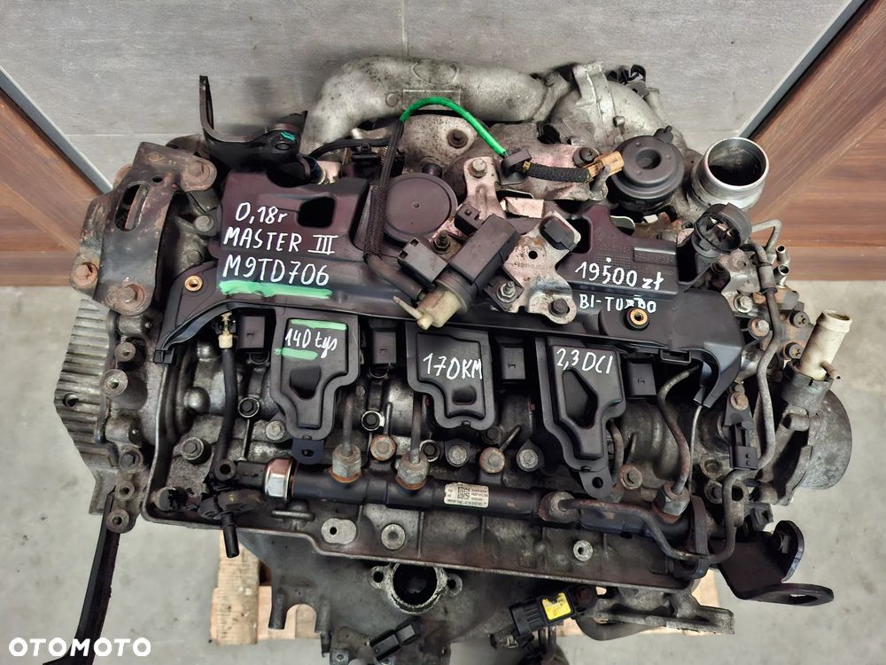 Silnik 2,3 DCI 170 KM Master III Biturbo kompletny jak na zdjęciu rok 2018 nr M9TD706 przebieg 140 tys. km - 2