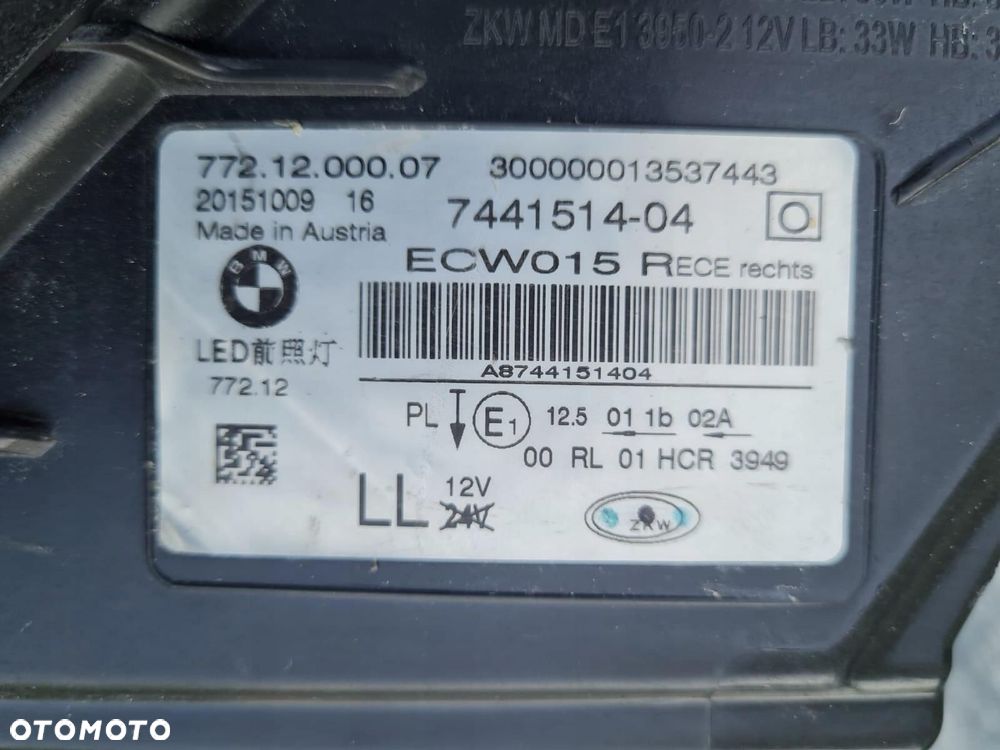 BMW 7 G11 G12 Lampa prawa przód Full Led Base Led 7441514-04 - 11