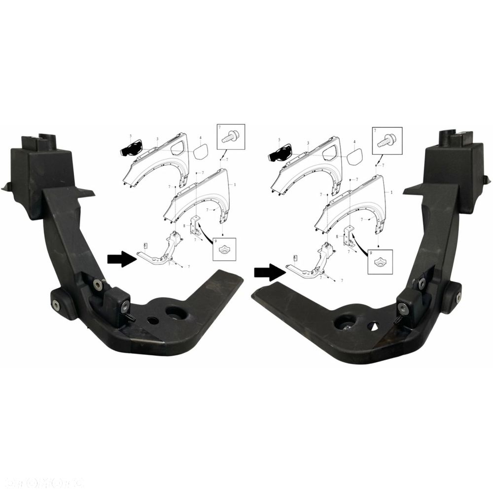 KPL x2 WSPORNIK PRAWY LEWY mocowanie błotnika wzmocnienie VOLVO XC40 II 18+ - 1