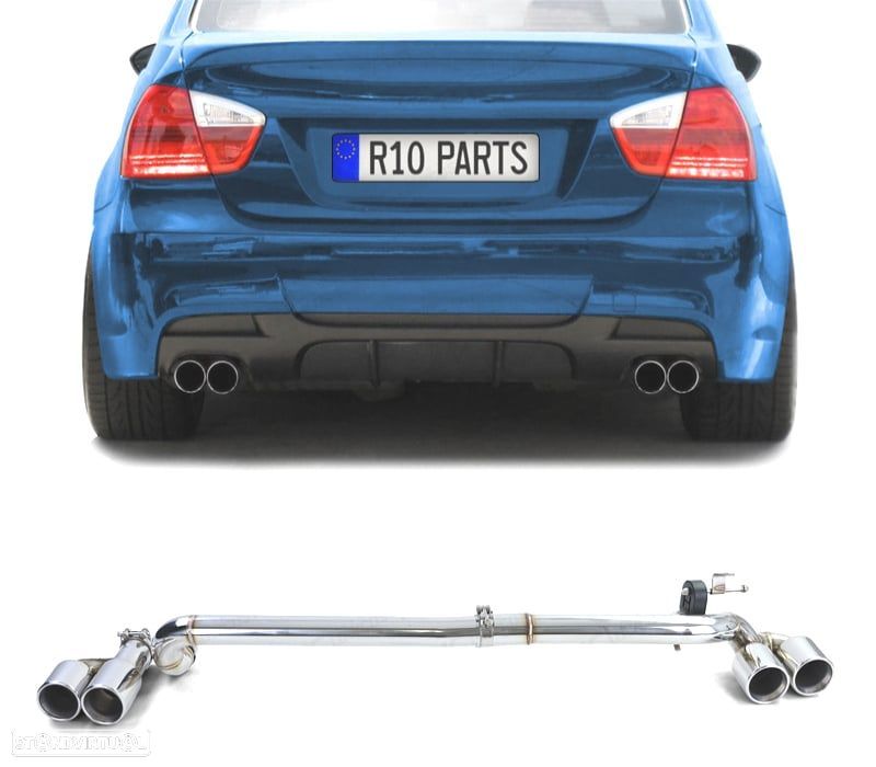 JOGO DE CONVERSÃO 4 TUBOS DE ESCAPE BMW E90 E91 LOOK M DUPLO AMBOS LADOS - 1