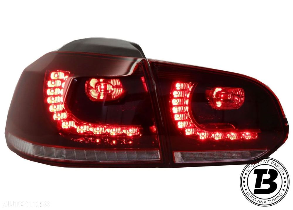 Stopuri Full LED compatibile cu VW Golf 6 VI R20 Cherry Red Design - 7