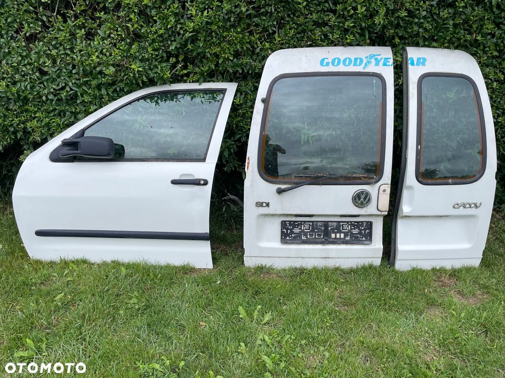 VW CADDY II 95-03 drzwi prawe lewe przód tył białe LB9A bez rdzy kompletne lusterko podnośnik szyby zamek lampa - 1