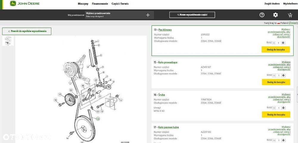 Pas do kombajnu John Deere Z59322 - 2