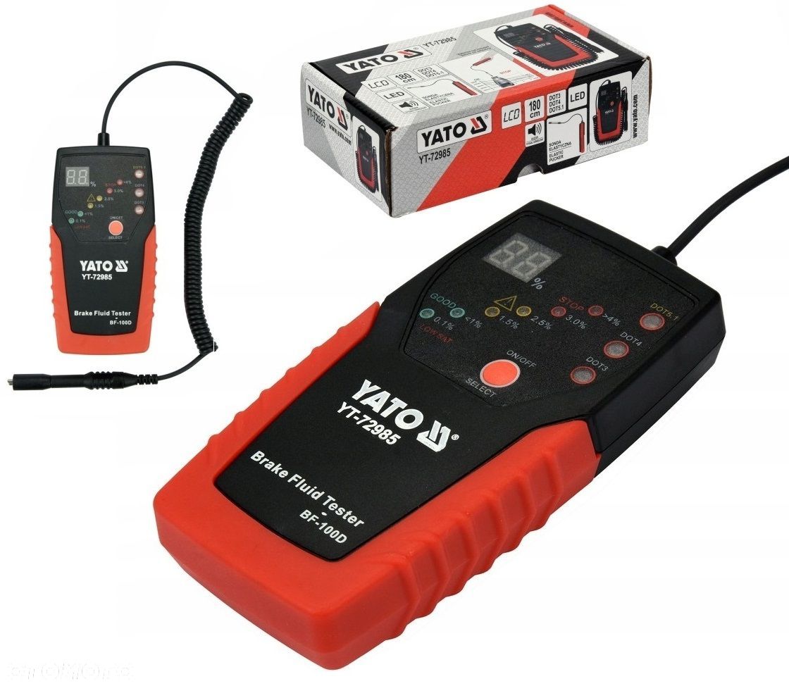 YATO MIERNIK TESTER PŁYNU HAMULCOWEGO WYŚWIETLACZ LCD Z SONDĄ YT-72985 - 1