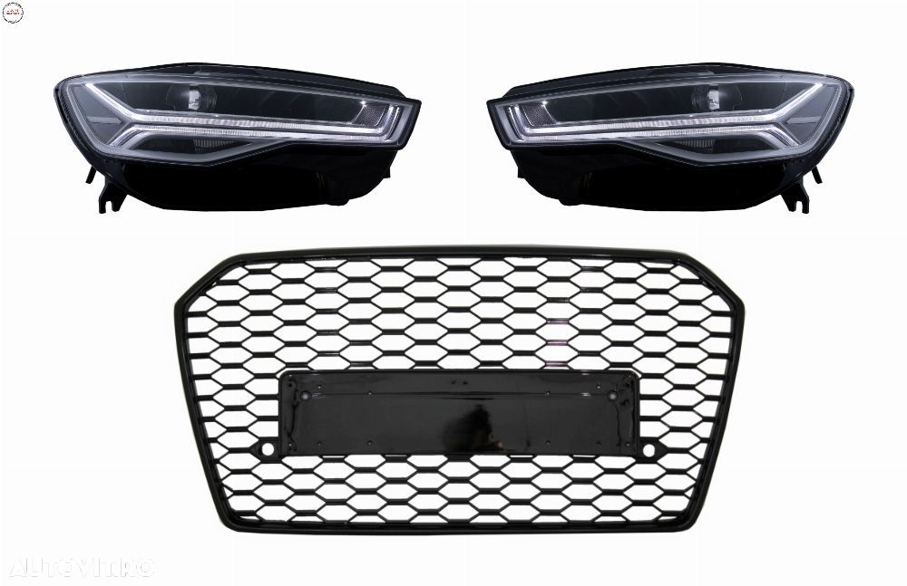 Grila Bara Fata cu Faruri Full LED Semnalizare Dinamica Secventiala Audi A6 4G RS6- livrare gratuita - 1