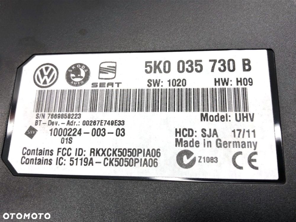 MODUŁ BLUETOOTH  VW PASSAT B7 (362) 2010 - 2015 2.0 TDI 103 kW [140 KM] olej napędowy 2010 - 2014 - 4
