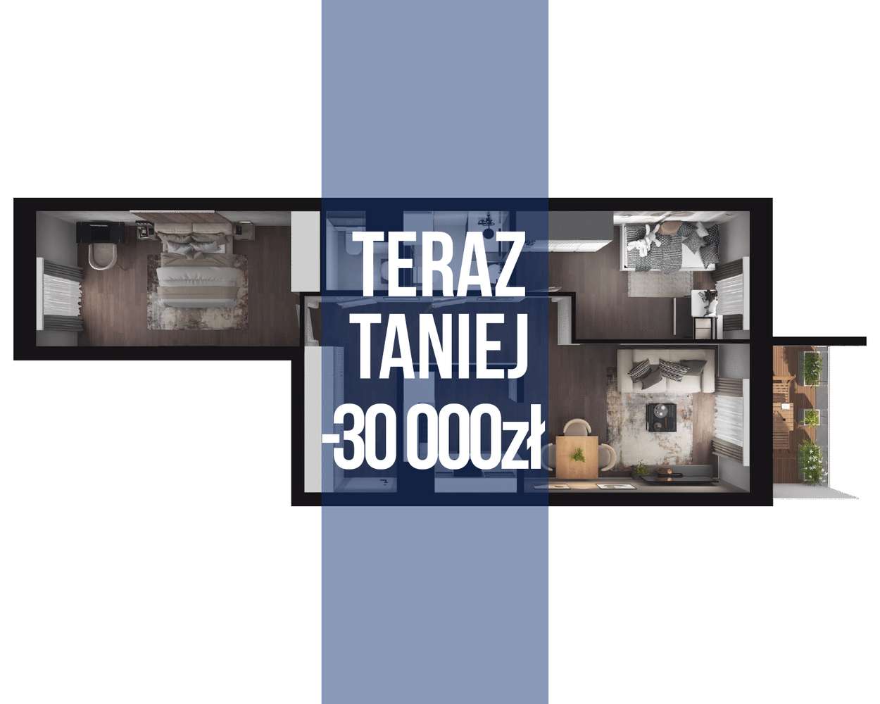 PROMOCJA! -30000zł/3 pokoje/Centrum/osobne WC/ Klimat./Ogrz.podłog.