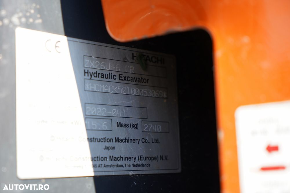 Hitachi ZX26U-6 CR / MINI EXCAVATOR / 2022 / 1900 ORE / SET CUPĂ - 35