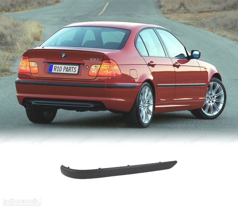 FRISO LADO DIREITO PARA-CHOQUES TRASEIRO BMW E46 SEDAN 98-01 PRETO MATE - 1