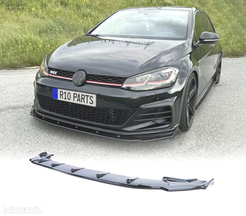 SPOILER LIP FRONTAL VOLKSWAGEN VW GOLF 7 13-20 LOOK GTI PRETO BRILHANTE - 1