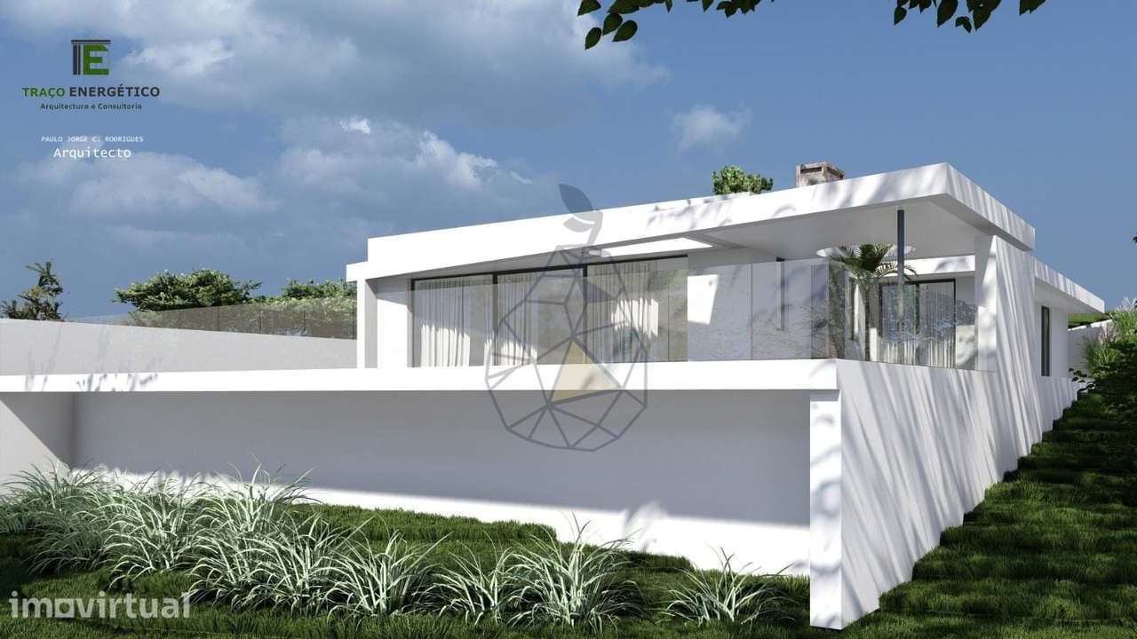 Terreno com projeto em elaboração - Moradia térrea T3+1 com piscina - Grande imagem: 3/28