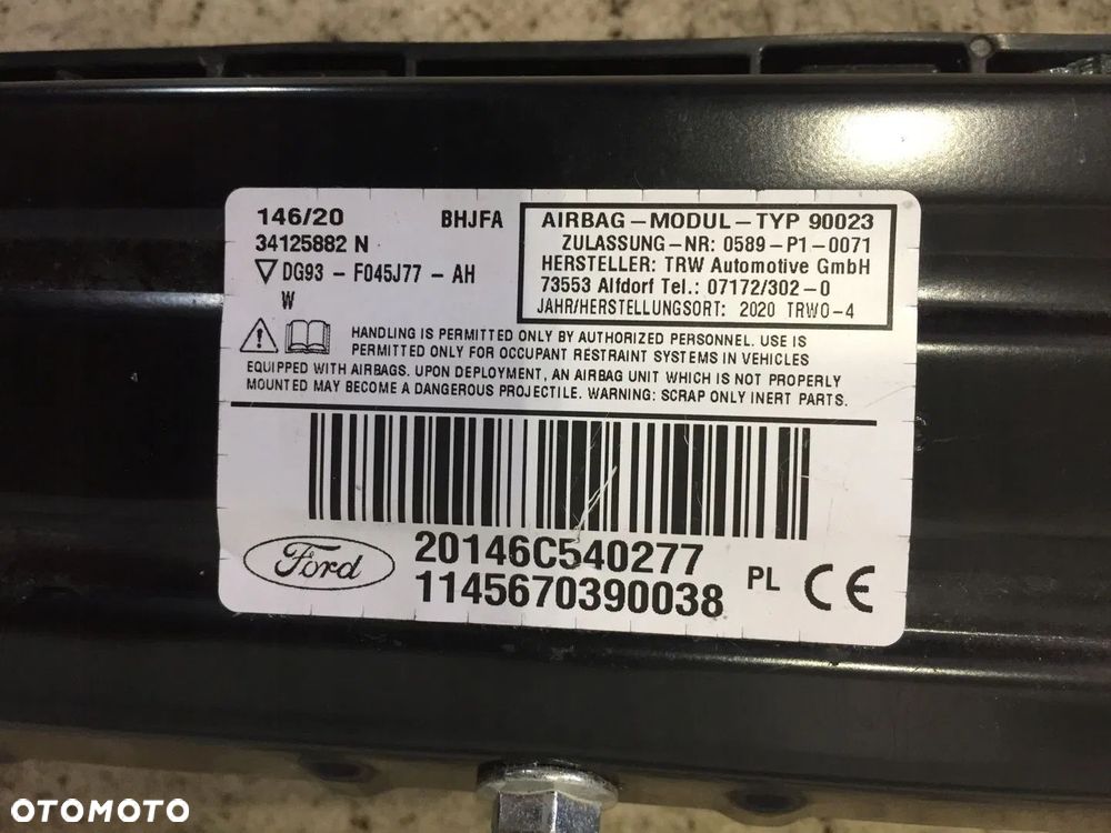 KOMPLET PODUSZEK AIR BAG KIEROWNICA DESKA KOLANOWA FORD MONDEO MK5 ORYGINAŁ - 12