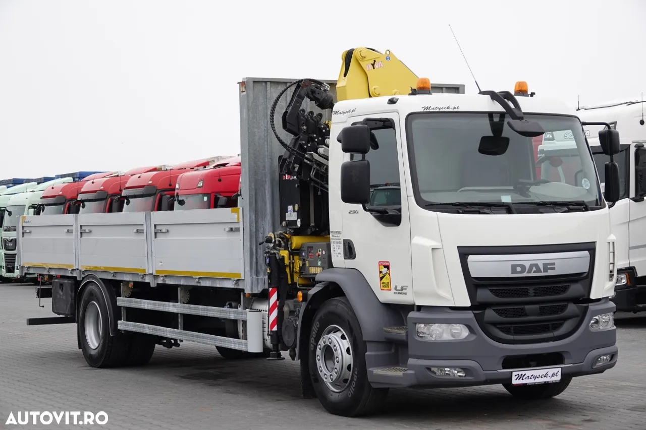 DAF LF 250 / 4X2 / CUTIE - 7.30 + HDS HYVA HB 150XE3 / RADIOCOMANDĂ / ROTATOR / CAPACITATE MAX: 5200 KG / EURO 6 - 7