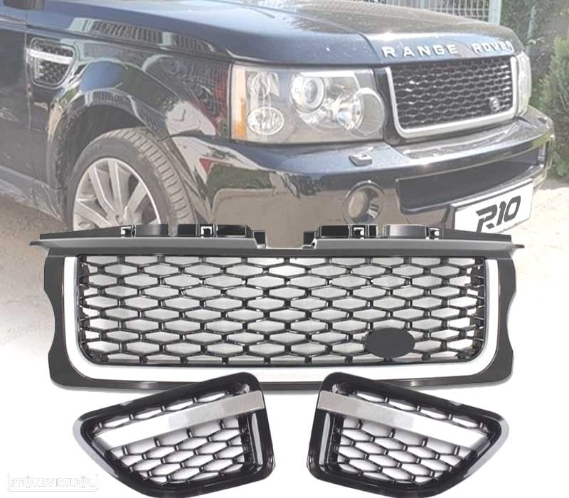 GRELHAS FRONTAL + LATERAL PIANO BLACK EDITION PARA RANGE ROVER SPORT 06-09 - 1