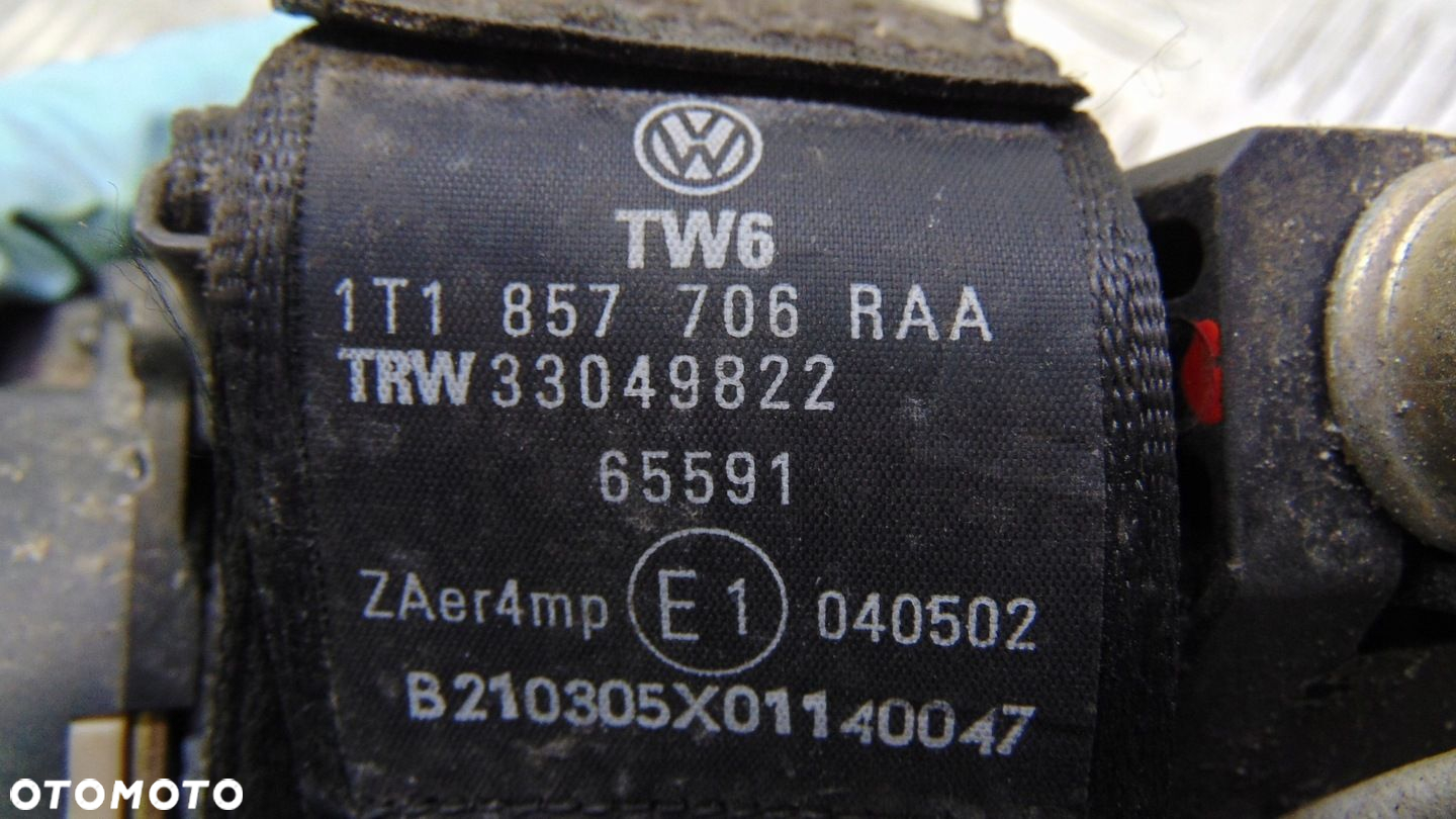 PAS BEZPIECZEŃSTWA PRAWY PRZÓD PRZEDNI VW TOURAN 1T1857706R - 2