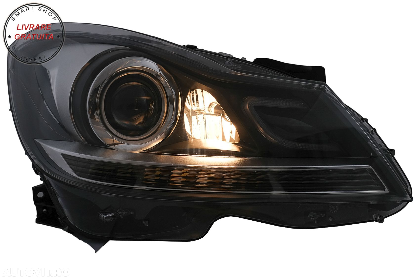 Faruri LED DRL Mercedes C-Class W204 S204 Facelift (2011-2014) Negru Semnal Dinami- livrare gratuita - 7