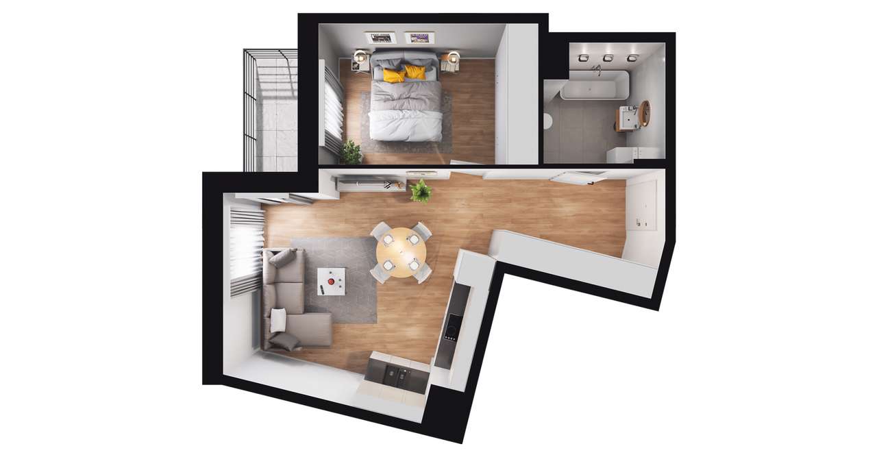 2-pokojowe mieszkanie 42m2 + loggia Bez Prowizji - Pełny obrazek: 2/16
