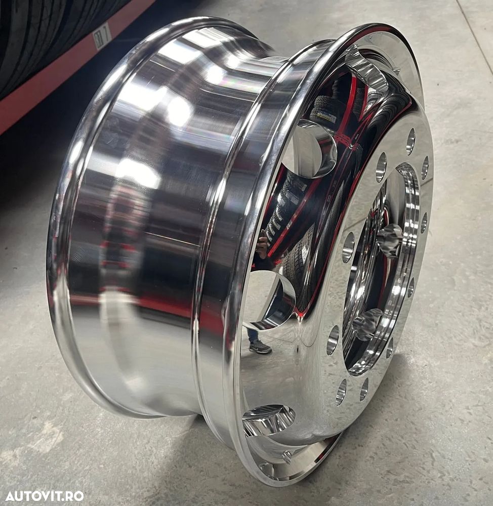 Janta NOUA  Aliaj 8.25X22.5 Jantax Ranforsata 10 prezoane, 105 mm intre prezoane, fiu 280 mm, flansa laterala Valva interioara , ET167, max.3650kg, gaura prezon 34 mm Toate Pozitiile - 3