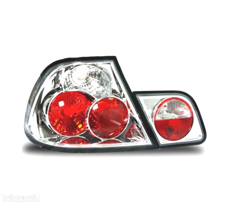 FAROLINS TRASEIROS BMW E46 4P 98-01 LED LOOK LEXUS FUNDO CROMADO - 3