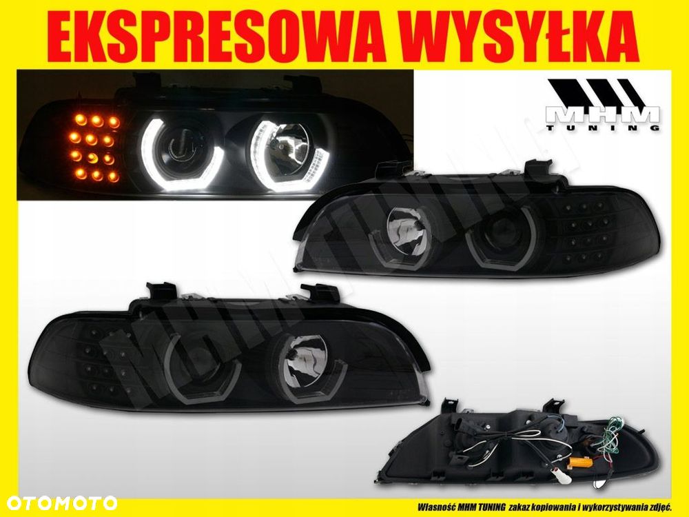 Reflektory Lampy kpl Ringi Angel Eyes LED 3d Tuning Black Bmw 5 e39 1995-04 - 2