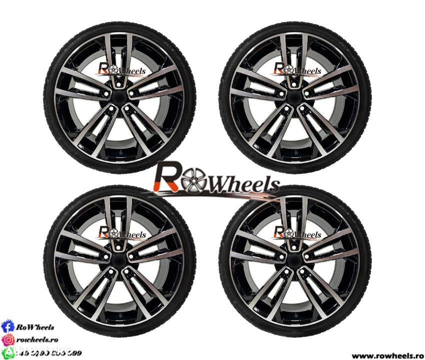 Jante AUDI SEAT SKODA VW 19 R19 Black Polish anvelope vara sau iarna - 3