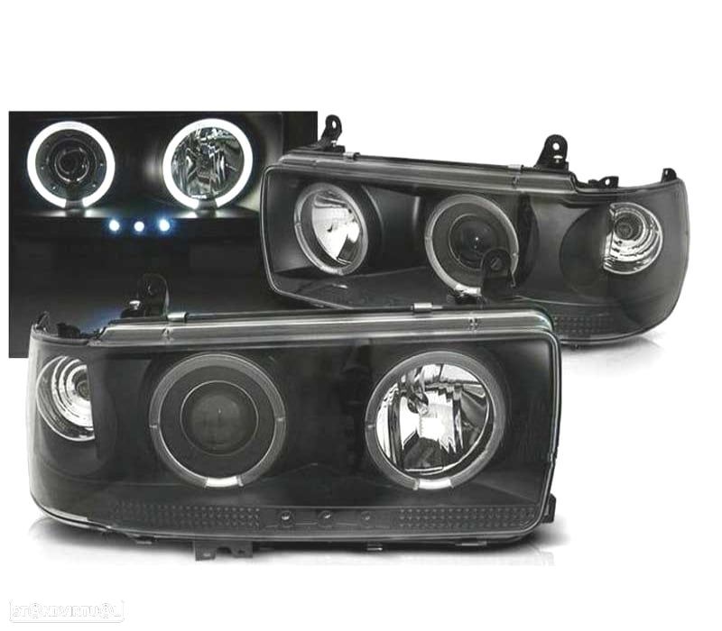 FARÓIS TOYOTA LAND CRUISER FJ 80 90-97 ANGEL EYES PRETO - 1
