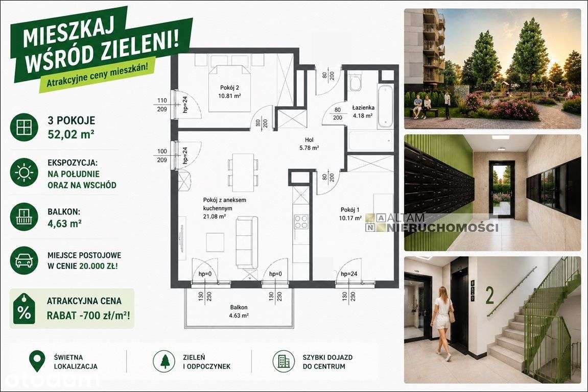 -700zł/m2! 3pok. 52m² IIp. Balkon Mistrzejowice 0%