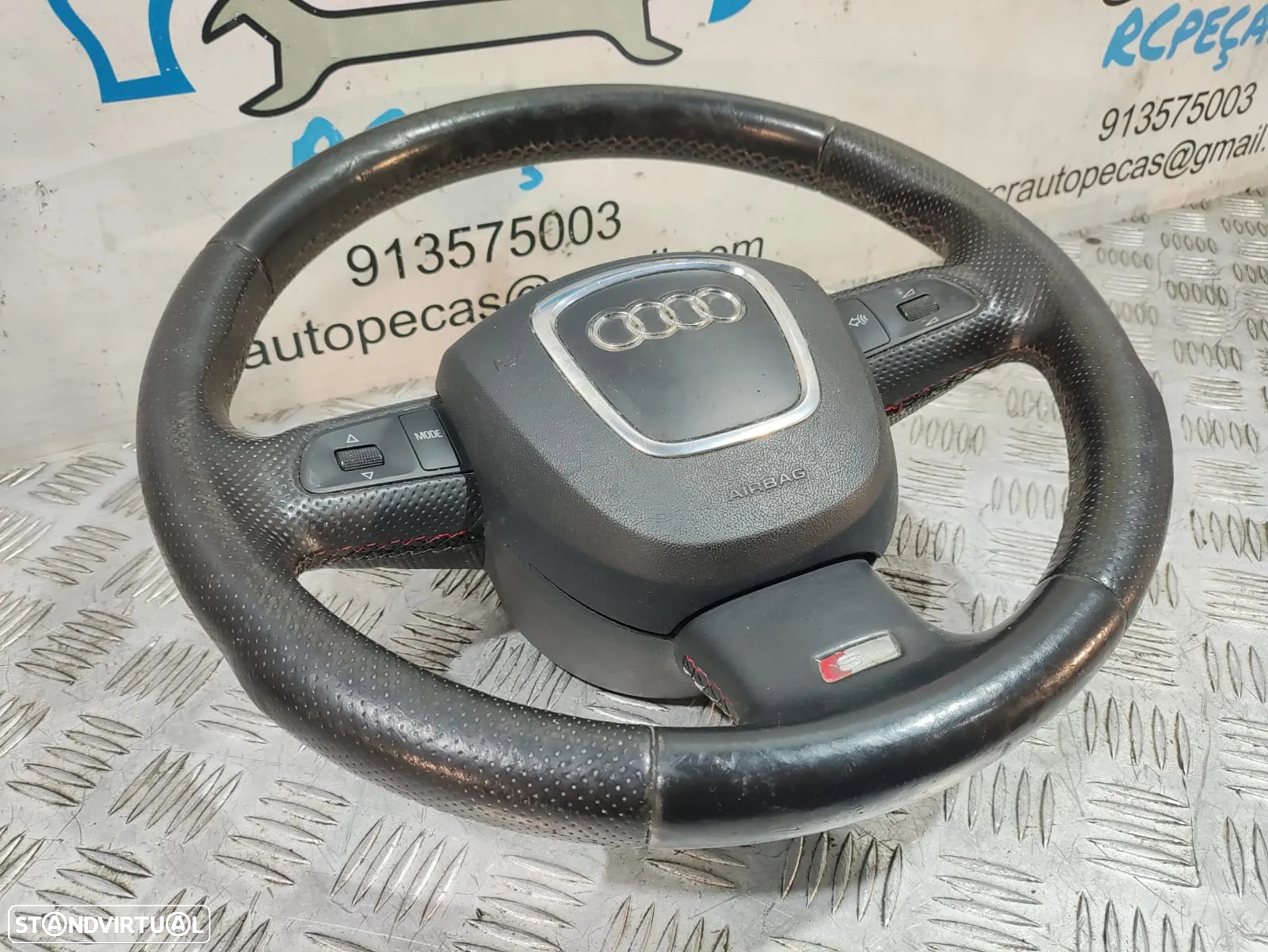 Volante + Airbag Audi A6 C6 S-Line em Pele Perfurada - Guiador / S Line / A4 / A5 / Completo / Sline / Comandos Multifunções - 8