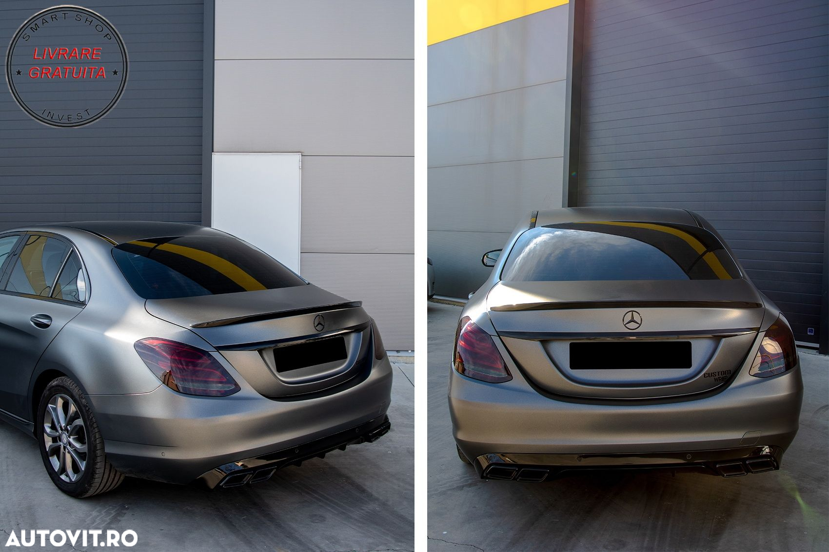 Difuzor Bara Spate cu Ornamente Evacuare Mercedes C-Class W205 S205 (2014-up) C63 - livrare gratuita - 14