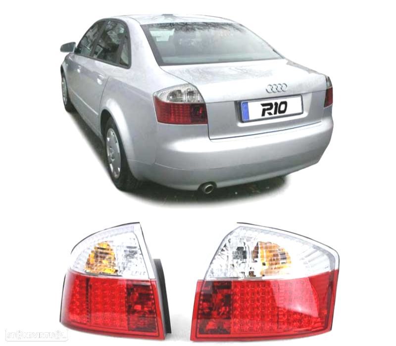 FAROLINS TRASEIROS LED AUDI A4 B6 00-04 VERMELHO BRANCO - 1