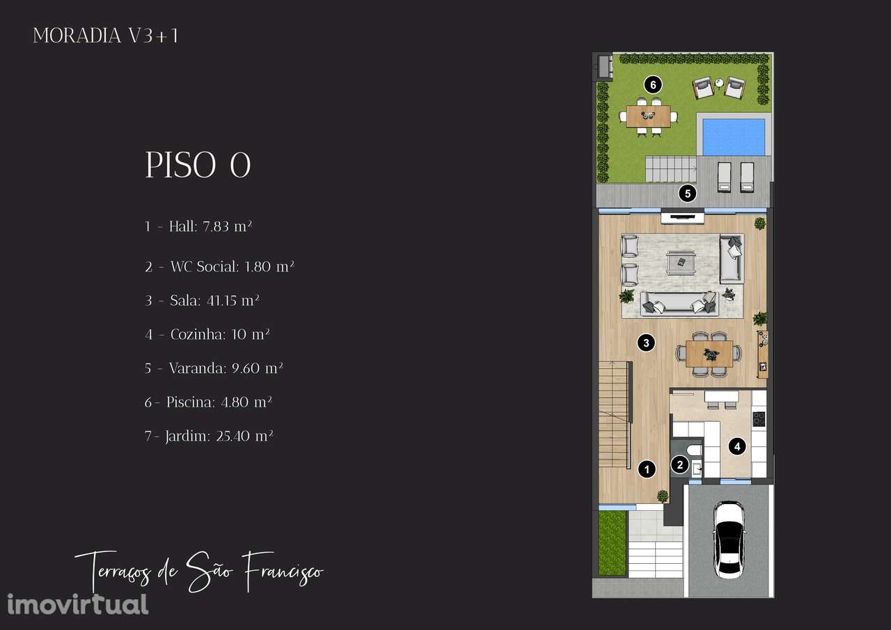 Moradia Banda - Tipologia V3+1 com piscina | Terraços de S. Francisco - Grande imagem: 3/11