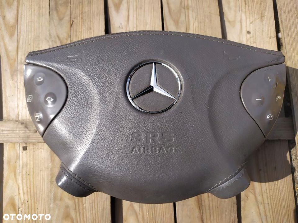 MERCEDES W211 AIRBAG KIEROWNICY PODUSZKA SKÓRZANA SZARA - 1