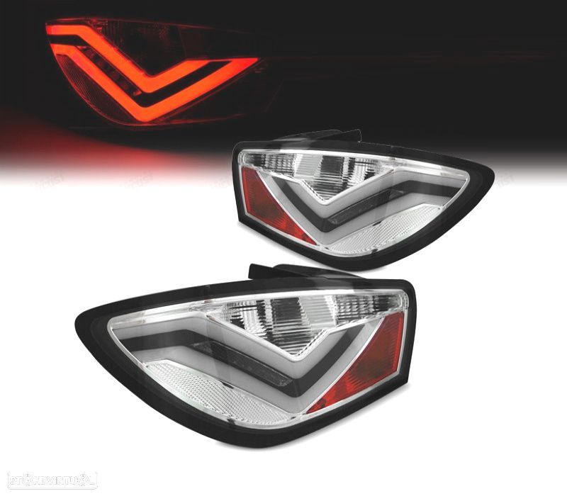 FAROLINS TRASEIROS PARA SEAT IBIZA 08-12 LIGHT BAR FUNDO CROMADO 3 PORTAS - 1