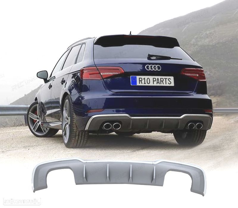 DIFUSOR TRASEIRO AUDI A3 S3 8V 16-20 LOOK S3 - 1